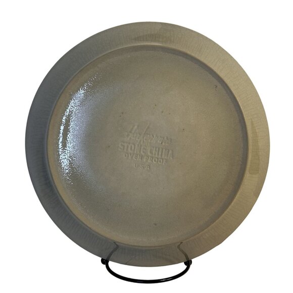 MCM Harkerware Blue Mist Speckled Stone China Oven Proof Dinner Plates Set-4 HTF - Picture 5 of 11